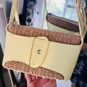 Steve Madden Pale Yellow buckled front Seagrass Crossbody Bag NWT